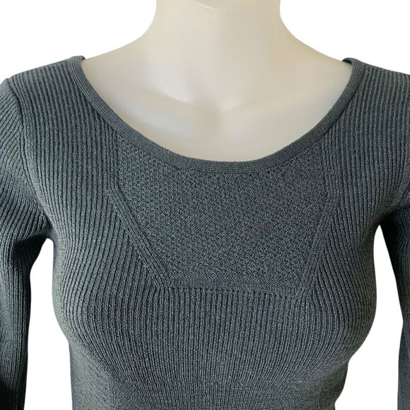 Marc by Marc Jacobs Sweater Wool & Silk Crop Women Medium Gray Plunge Open Back - Picture 3 of 16